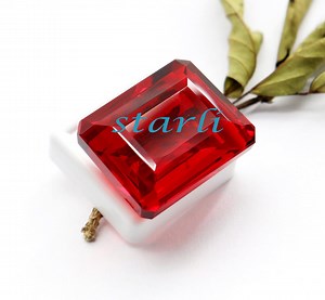 Burmese Red Ruby Gemstone: Emerald Cut, 65-70 Ct Untreated Ruby - Etsy