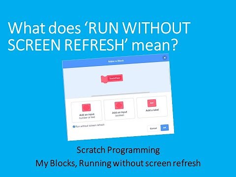 What does 'Running without Screen Refresh' mean for MyBlocks in Scratch?