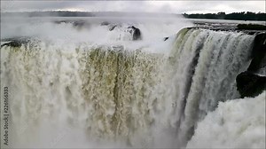 Footage of incredible powerful Devil's Throat area of Iguazu falls at Argentinian side, South America