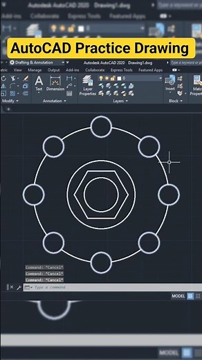 AutoCAD Practice Drawing for beginners #autocad2d #cad
