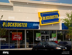 Exterior of a Blockbuster Video movie rental store and sign, a nostalgic symbol of home entertainment in the United States Stock Photo - Alamy