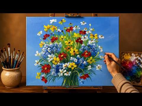 Wow..! This Easy Flower Painting Trick Makes Your Art Look Professional