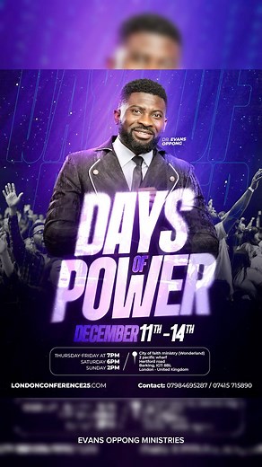 1.6K views · 24 reactions | The days are getting closer to the Days of Power Conference! These four days will focus on strengthening your faith. Come expecting the prophetic, the power of God, and opportunities to grow deeper in your walk with the Lord. Register today! https://forms.gle/YCkJ4UgCaqxua1p77 #conference #God #prophetic #movement #power #fyp #event | Dr Evans Oppong | Facebook