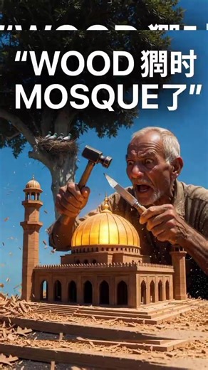 From Wood Block to Golden Mosque 😲#mosque#islamicart#miniature#asmr#woodworking#shorts #viralvideo