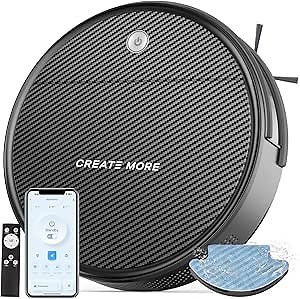 Bagotte Robot Vacuum and Mop, Robotic Vaccum 550ml Dustbin, 2.75'' Slim Robot Vacuum Cleaner, Zigzag Efficient Navigation, Automatic Robot Vacuum Cleaner for Pet Hair, Hard Floor, Carpet