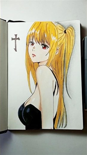 New Sketchbook Debut! Misa Amane Art ✍️ #shorts #artshorts #deathnote #anime #fanart
