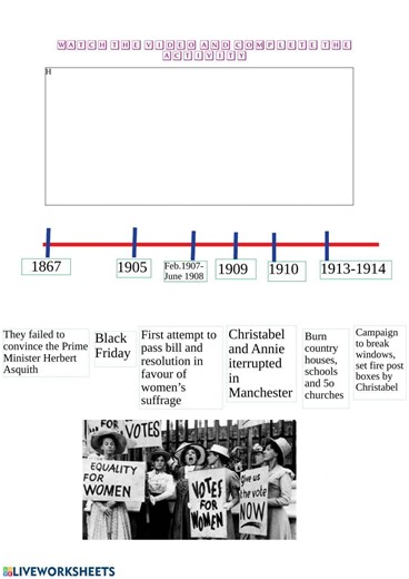 The Suffrages- Woman's Rights to Vote worksheet