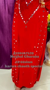 karwa chauth special red on red long 32-66 sizes available long kurti lucknowi hand embroidery add on real mirror work super comfortable super rich perfect for your karwa chauth 1799 free shipping… colour me slightly bright in video must check pic sen | Mughal Gharana | Facebook