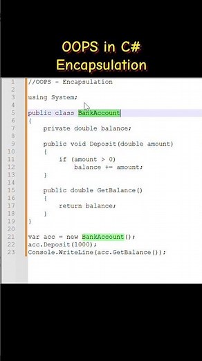 Learn Encapsulation in C# with real bank account example. #csharp #oops #encapsulation #dotnet.