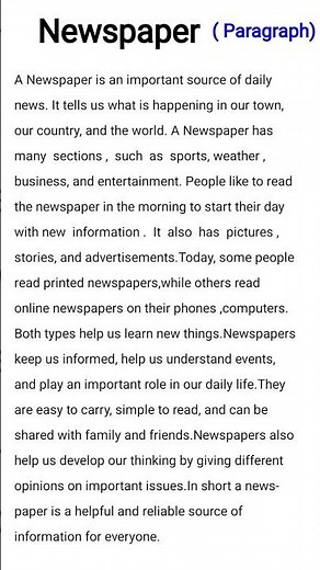Paragraph on Newspaper 📰 #newspaper #news #mrmanzar #eassy #paragraph