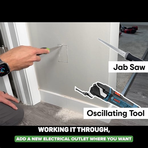 Scott on Instagram: "Need more outlets at home? Here’s a safe and simple way to add one! First, shut off power at the breaker and remove the faceplate. Check stud placement, measure and mark the box location, then cut the drywall with a jab saw or oscillating tool. Feed new 12-2 Romex wire, secure the old work box, and connect wires with Wago lever nuts. Finally, wire up a quality Legrand outlet, tuck it in, and test with an outlet tester. Clear, safe, and perfect for a DIY upgrade! #ElectricalT