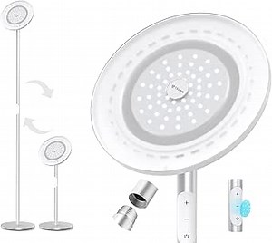 TROND Floor Lamp, LED Torchiere Uplight Lamp, 5 Brightness Aluminum Modern Standing Light, 5500K Natural Daylight, 5000 lm, 71in Tall, 30 Mins Timer, Detachable, for Office Living Room Bedroom, Silver