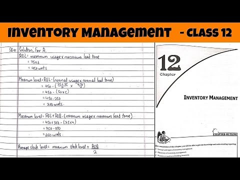 Class 12 - Accounts | Inventory Management Exercise Solution | Chapter 12 Solution