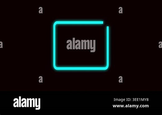 Animated neon cyan rectangle frame loop seamless motion graphics intro outro 4k hd. Digital technology neon cyan frame glowing border abstract background motion graphics Stock Video Footage - Alamy