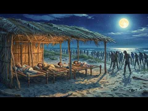 On a Zombie Beach, a Family Chose Survival and Built with Driftwood — Ghibli Style