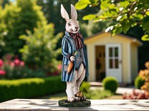 Large Bunny Statue, Victorian Rabbit With Carrot Figurine, Hand-painted Bunny Sculpture With Golden Egg, Easter Decor, Garden Ornament - Etsy