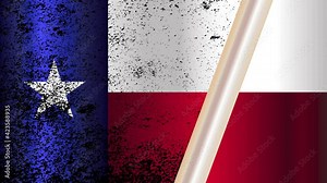 The Texan flag in grunge with a wiper moving from right to left removing the grunge