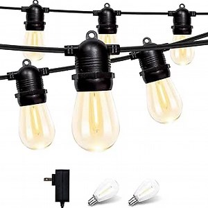 Outdoor String Lights Waterproof, 3000K Warm White 54ft Patio Lights String with 16 Led Shatterproof Bulbs,Outside Hanging Ambience Plug in String Light for Gazebo Garden Camping Porch Yard