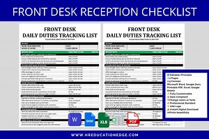 Front Desk Reception Checklist: Daily Duties Template (digital Download) - Etsy