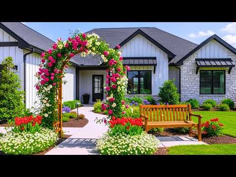 Beautiful Small Front Yard Design for Spring | Modern Garden Gates & Flower Arch Trends
