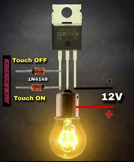 TOUCH SWITCH USING DIODE AND MOSFET#shorts#shortvideo#touch#mosfet#electronics#technology#diy#new