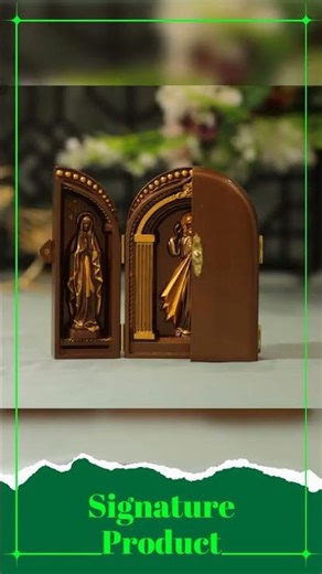 Catholic Triptych Jesus Christ, Virgin Mary & St. Joseph | Hand Carved Wooden Religious Icon | Vi...