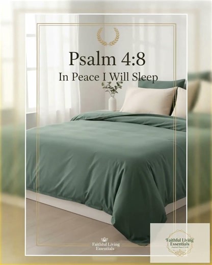 Psalm 4:8 Bedding Set - In Peace I Will Sleep | Sage Green Premium Bedding