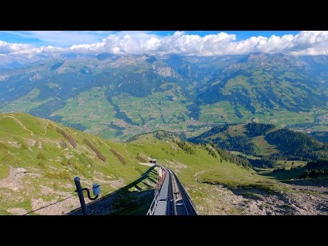 ★ 4K 🇨🇭 Niesenbahn cab ride, up to 68% incline, Switzerland [07.2022] Führerstandsmitfahrt Niesen