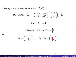 Video6_4: Complex Eigenvalues eigenvectors; repeated EV. Elementary differential equations