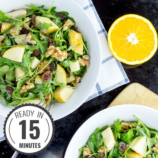 Easy Pear and Walnut Salad Recipe with Orange Dressing