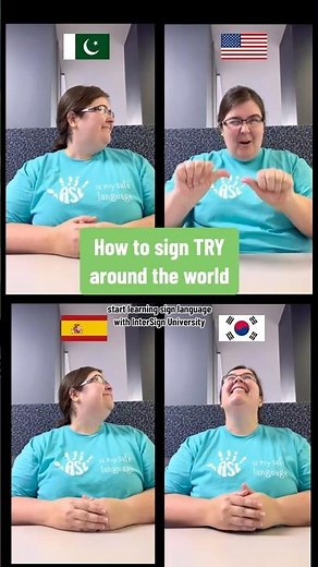 😅 How to sign “Try” in 4 sign languages - ASL, Pakistan, Spain, and South Korea