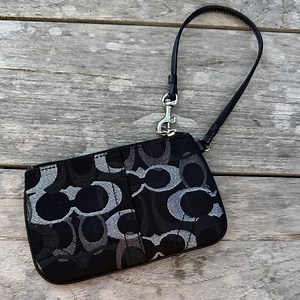 Coach Black and Silver Signature Wristlet