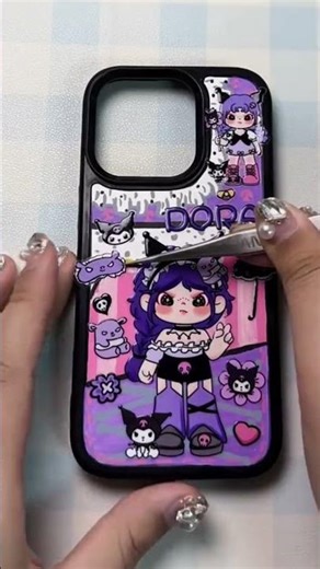 Kuromi girl Dora sticker phone case DIY #shorts #kawaii #sanrio #kuromi #gothic