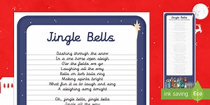 Jingle Bells Christmas Carol Handwriting Practice Activity