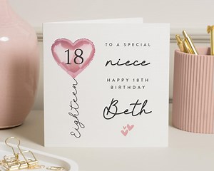 18th Birthday Card for Niece, Personalised Birthday Card, Special Niece 18th Birthday Card, Birthday Card for Her, Heart Birthday Card - Etsy UK