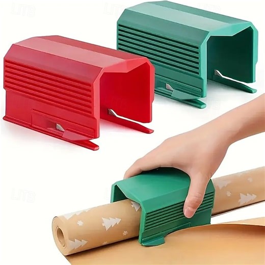 Christmas Gift Wrapping Paper Cutter, High-Precision Blade Manual Cutting Tool, Portable DIY Scrapbook Slider Paper Trimmer, Perfect for Birthday Gifts, Home and Office Use 2025