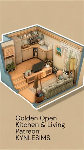 Golden Open Kitchen & Living - The Sims 4 #sims4 #thesims4 #sims4mods #sims #sims4asmr #thesims