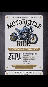 🏍️🏍️ Motorcycle Ride on Thursday!! See flyer at the end for details. Hope to see everyone there! 🏍️🏍️ | Submarine Group Ten