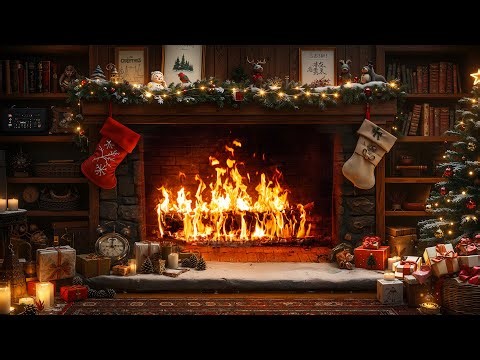 Smooth Jazz Instrumental Music & Crackling Fire Sounds for Relax🔥Warm Christmas Fireplace Ambience