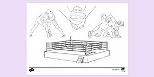 Wrestling Colouring Page