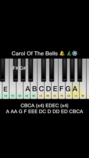 Carol Of The Bells 🔔 🌲| ❄️With Piano Notes ❄️ #shorts #shortsfeed