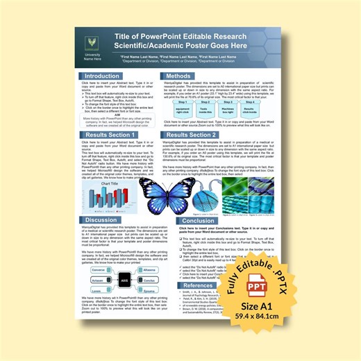 Academic Research Poster Template A1 | Editable Powerpoint Scientific Conference Poster | University Presentation - Etsy