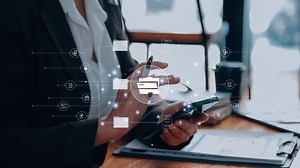 Download Document management concept. Virtual screen icons Document Management System DMS Online document database, software for efficient archiving, searching and management of company files and data. for free