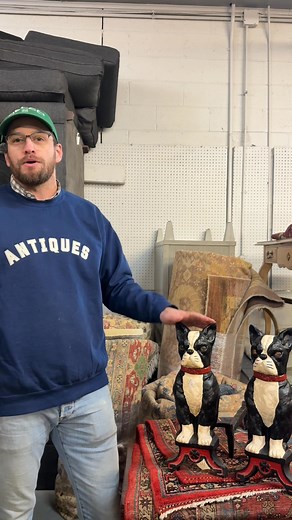 12K views · 194 reactions | Pair of Art Deco Cast Iron Boston Terrier Andirons | Lot 50 in our latest Discovery Auction with online bidding through our website and mobile app. | Briggs Auction, Inc. | Facebook