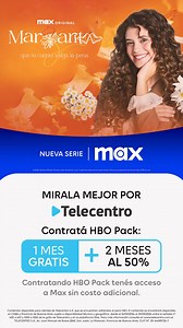 Margarita - ¡Mirala mejor por Telecentro! Contrata HBO Pack y accedé a Max sin costo adicional. HBO Pack: 1 mes GRATIS 2 meses al 50% | Telecentro