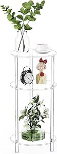 Clear Round Acrylic Side Table for Small Spaces, 11.81" L x 11.81" W x 24.6" H, 3 Tier Small Modern Drink End Table Nightstand, Minimalist Bedside Table for Living Room, Bedroom, Bathroom