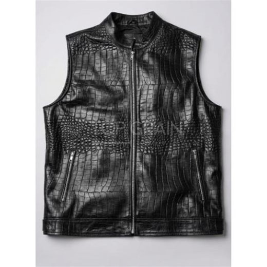 Custom Crocodile Embossed Leather Vest-premium Black Alligator Textured Biker Gilet- Luxury Leather Waistcoat - Etsy