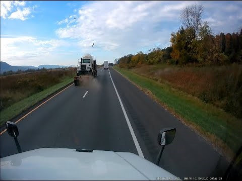Heavily Loaded Tractor Trailer Tire Blow-out on I-81 in VA