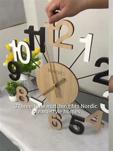Large 3D Wood Grain Wall Clock | Nordic & Cream Style Living Room Decor