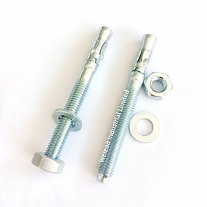 [Hot Item] Wholesale Concrete Wedge Anchor Throughbolt Hardware Anchor Fastener Threaded Expansion Bolts Nuts Washer Zinc Coating Carbon Steel China Factory